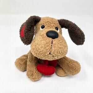 Russ Luv Pets Doo Wop Puppy Dog Plush Beanie Soft Sensory Toy Brown Hearts
